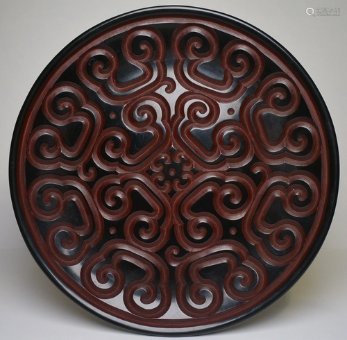 Lacquer carving Ruyi Cinnabar Lacquer ware Plate, Ming