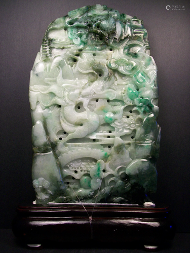 Rare natural Chinese Jade jadeite covered dragon cloud