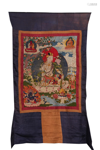 Qing Dynasty Embroidered 'Ishvara Guanyin' Thangka