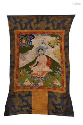 Qing Dynasty Embroidered Milarepa Thangka