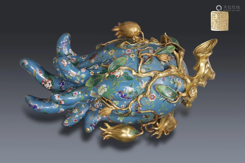 Qing Dynasty Cloisonne Enamel Chayote Incense Burner