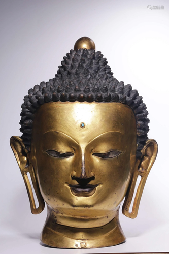 Qing Dynasty Gilt Bronze Shakyamuni Buddha Head