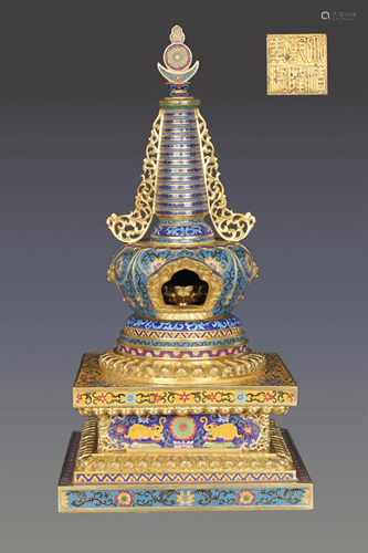 Qing Dynasty Cloisonne EnamelStupa