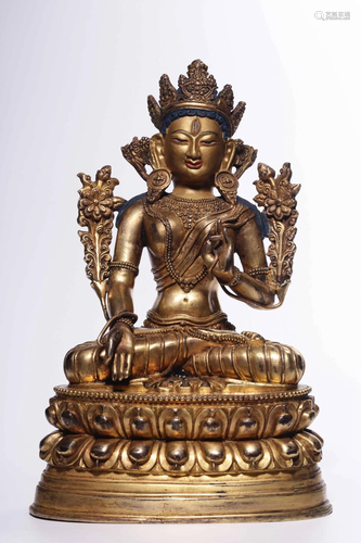 Qing Dynasty Gilt Bronze White Tara