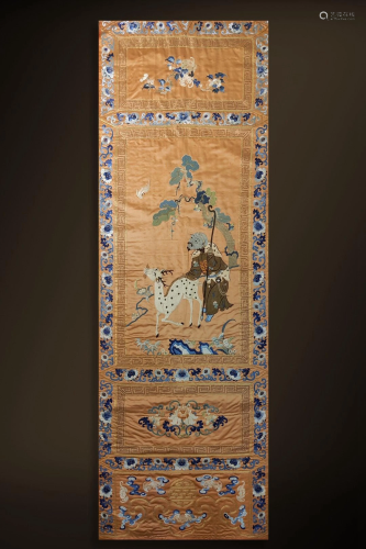 Qing Dynasty Embroidered Plate 'Li Tieguai' Hang screen