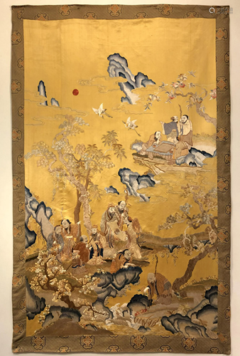 Qing Dynasty Royal Embroidered 'Immortals' Panel