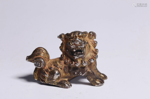 Republic of China 20 Century Silver Painted Gold Lion