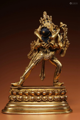 A Figure of Ming Dynasty Gilt Bronze Nandikesvara