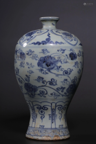 Ming Dynasty Blue White 'Floral' Meiping