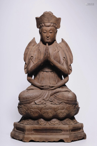 Qing Dynasty Woodcarving Four Arms Guanyin