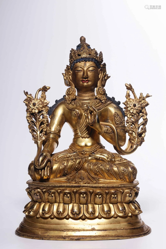 Qing Dynasty Gilt Bronze Tara