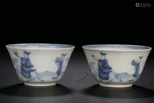 A Pair of Qing Dynasty Kangxi Period Made Mark Blue