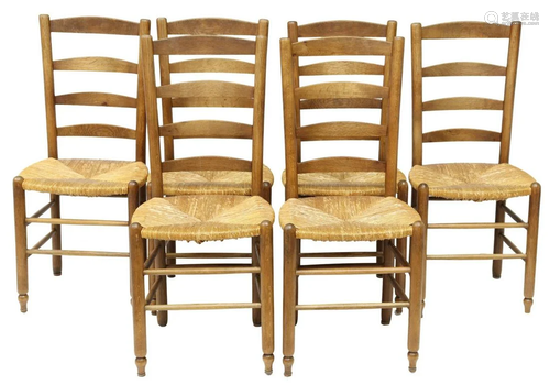 (6) FRENCH PROVINCIAL LADDER-BACK RUSH SEAT CHAIRS