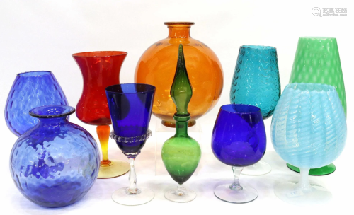 (10) ITALIAN MID-CENTURY MODERN ART GLASS VASES