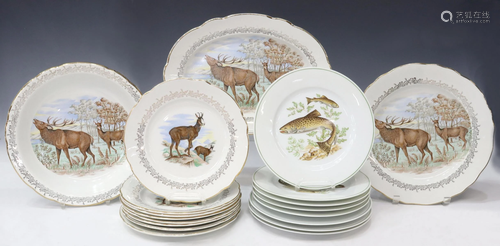 (19) FRENCH PORCELAIN FISH & GAME PLATES