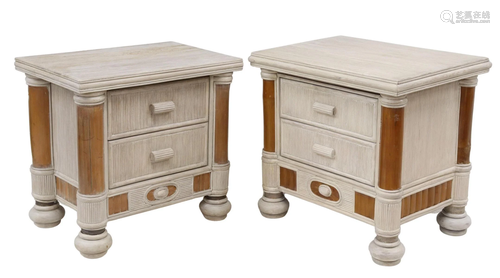 (2) VINTAGE PAINTED PENCIL REEDED NIGHTSTANDS