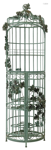 FRENCH CIRCULAR WROUGHT IRON WINE RACK & BAR