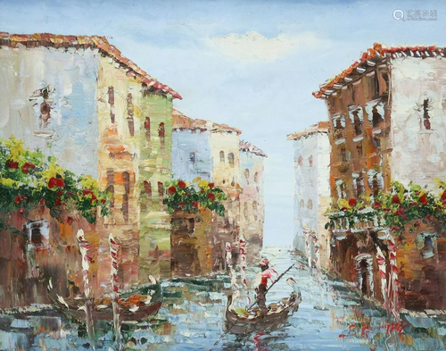 DECORATIVE OIL PAINTING VENETIAN CANAL, 16