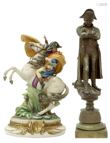 (2) CAPODIMONTE SCULPTURE NAPOLEON & STATUE