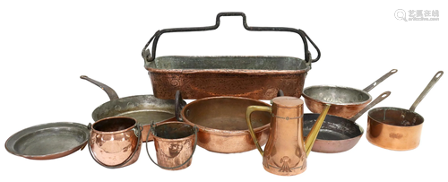 (10) FRENCH COPPER KITCHENWARE, 19TH C.