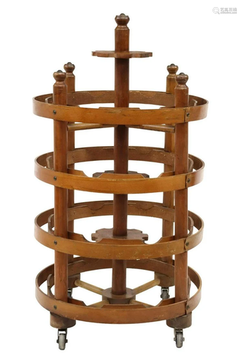 CIRCULAR BENTWOOD FOUR-TIER BAR CART