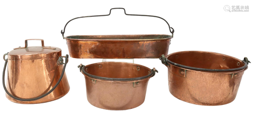 (4) FRENCH COPPER KITCHENWARE, 19TH C.