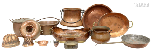 (14) COPPER & BRASS KITCHENWARE, EARLY 20TH C.