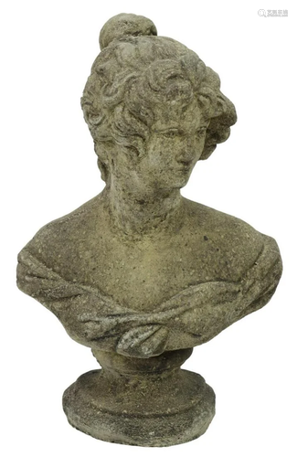 CAST STONE GARDEN STATUARY FEMALE BUST