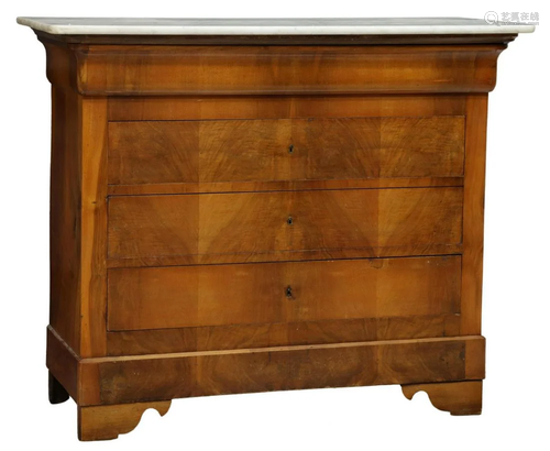 FRENCH LOUIS PHILIPPE MARBLE-TOP WALNUT COMMODE