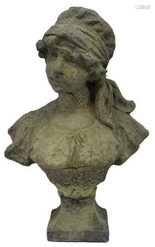 CAST STONE GARDEN STATUARY FEMALE BUST