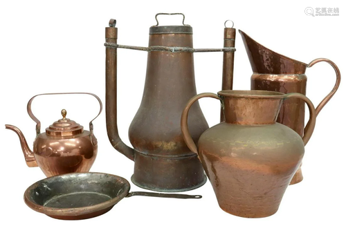 (5) FRENCH COPPER KITCHENWARE, 19TH C.