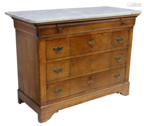 FRENCH LOUIS PHILIPPE MARBLE-TOP WALNUT COMMODE