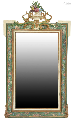 FRENCH LOUIS XV STYLE PAINTED WALL MIRROR
