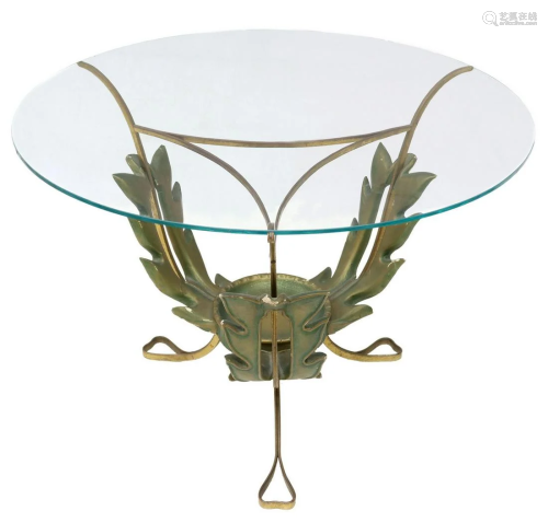 ITALIAN MID-CENTURY MODERN GLASS-TOP SIDE TABLE