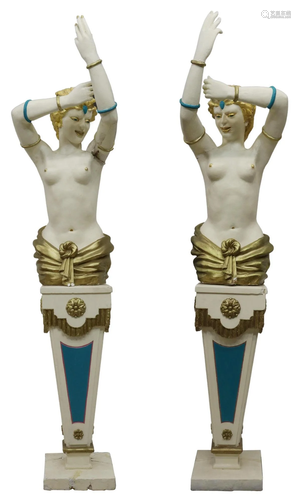 2) CASINO MONTE CARLO PLASTER SCULPTURES ON STANDS