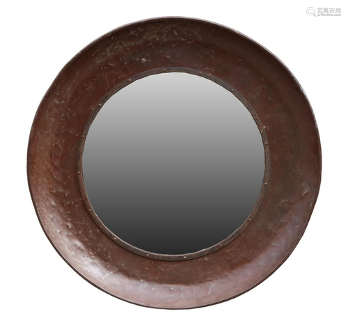 INDUSTRIAL STYLE IRON-FRAMED ROUND WALL MIRROR