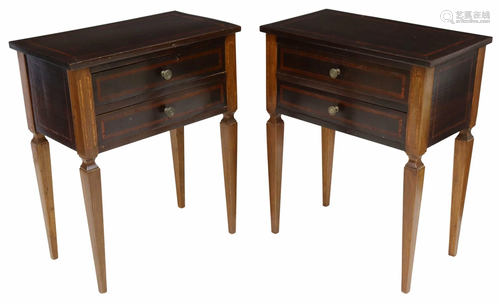 (2) ITALIAN BANDED TWO-DRAWER NIGHTSTANDS