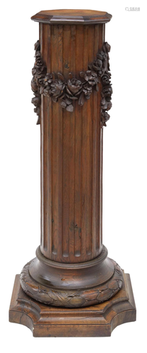 ARCHITECTURAL FRENCH CARVED OAK COLUMN, 47