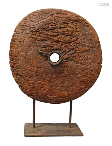 ANTIQUE WOOD & METAL WHEEL