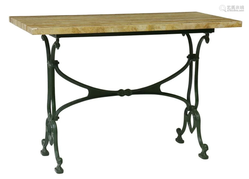 FRENCH STONE-TOP CAST IRON BISTRO TABLE