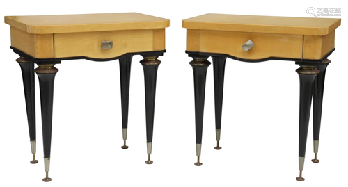 (2) FRENCH MID-CENTURY MODERN MAPLE NIGHTSTANDS