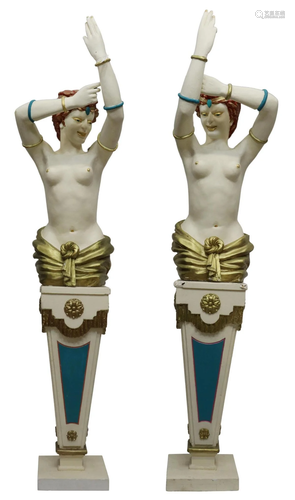 2) CASINO MONTE CARLO PLASTER SCULPTURES ON STANDS