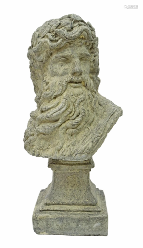 CLASSICAL STYLE CAST STONE BUST OF ZEUS