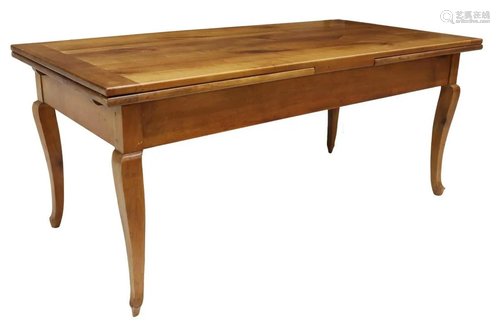 FRENCH PROVINCIAL FRUITWOOD DRAW-LEAF TABLE