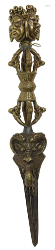 TIBETAN BRASS PHURBA RITUAL DAGGER