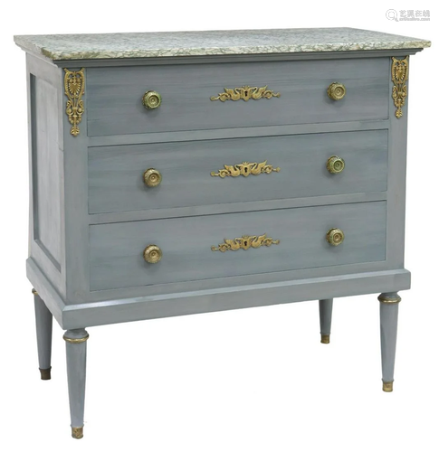 FRENCH MARBLE-TOP PAINTED COMMODE