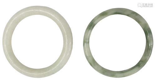 (2) CHINESE JADE BANGLE BRACELETS