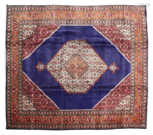 HAND-TIED PERSIAN TABRIZ RUG, 12'5.5