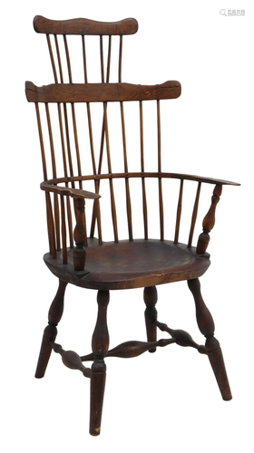 AMERICAN OAK DOUBLE COMB WINDSOR ARMCHAIR