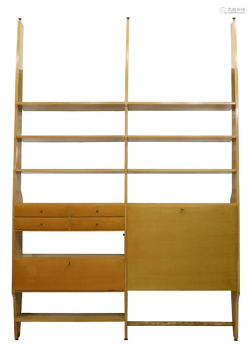 ITALIAN MID-CENTURY MODERN WALL UNIT BOOKCASE